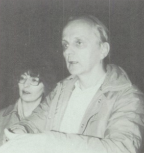 Black and white photo of Ron Underwood with his wife Sharon during his years coaching at Beyer High School in the 1980s, reflecting their shared dedication to speech and debate education.
